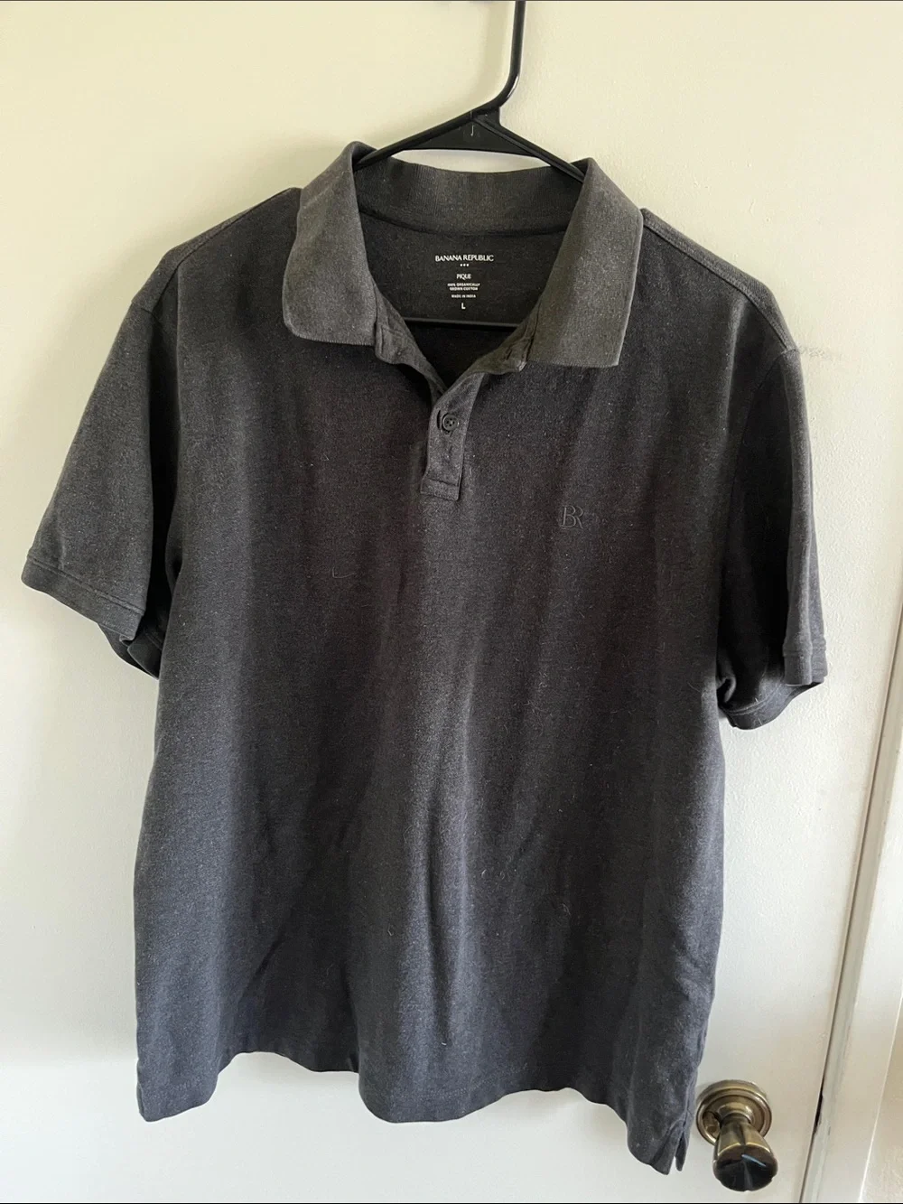 Banana Republic Men's Charcoal Gray Polo Shirt